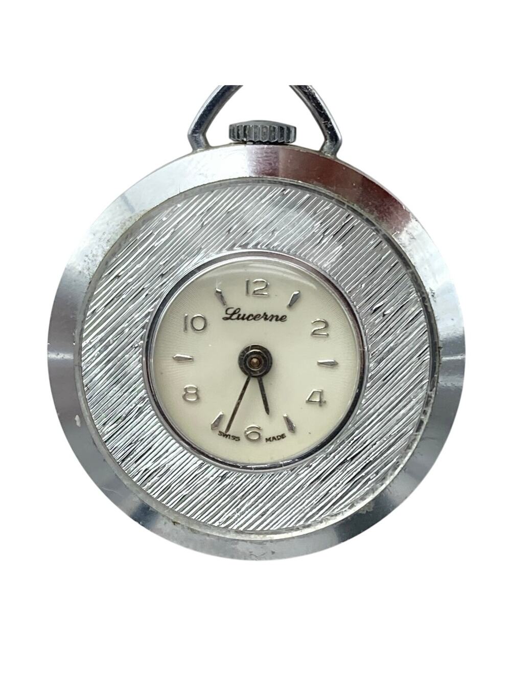 VTG Swiss Lucerne Pocket Pendant Mechanical Watch 34mm Wind Up with Chain WORKS